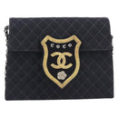 CHANEL Matelasse Chain Shoulder Bag Canvas Black Silver CC Auth 210182SAM-2