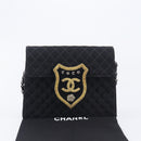 CHANEL Matelasse Chain Shoulder Bag Canvas Black Silver CC Auth 210182SAM-27