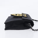 CHANEL Matelasse Chain Shoulder Bag Canvas Black Silver CC Auth 210182SAM-4