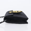 CHANEL Matelasse Chain Shoulder Bag Canvas Black Silver CC Auth 210182SAM-4