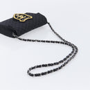 CHANEL Matelasse Chain Shoulder Bag Canvas Black Silver CC Auth 210182SAM-7