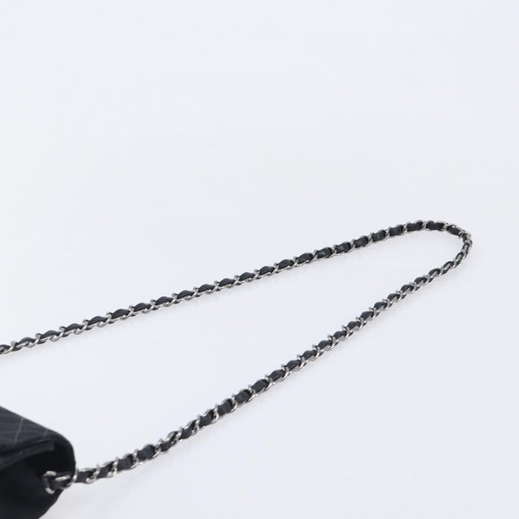 CHANEL Matelasse Chain Shoulder Bag Canvas Black Silver CC Auth 210182SAM