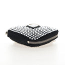 PRADA Triangle Chain Shoulder Pouch Satin Black Silver Auth 210184M-5