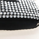 PRADA Triangle Chain Shoulder Pouch Satin Black Silver Auth 210184M-15