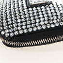 PRADA Triangle Chain Shoulder Pouch Satin Black Silver Auth 210184M-16