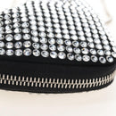 PRADA Triangle Chain Shoulder Pouch Satin Black Silver Auth 210184M-17