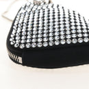 PRADA Triangle Chain Shoulder Pouch Satin Black Silver Auth 210184M-18