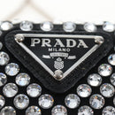 PRADA Triangle Chain Shoulder Pouch Satin Black Silver Auth 210184M-19