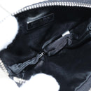 PRADA Triangle Chain Shoulder Pouch Satin Black Silver Auth 210184M-10