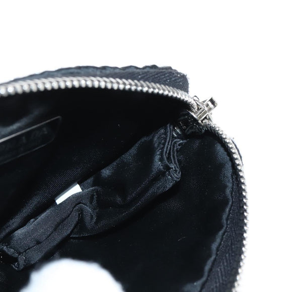 PRADA Triangle Chain Shoulder Pouch Satin Black Silver Auth 210184M