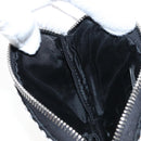 PRADA Triangle Chain Shoulder Pouch Satin Black Silver Auth 210184M-22