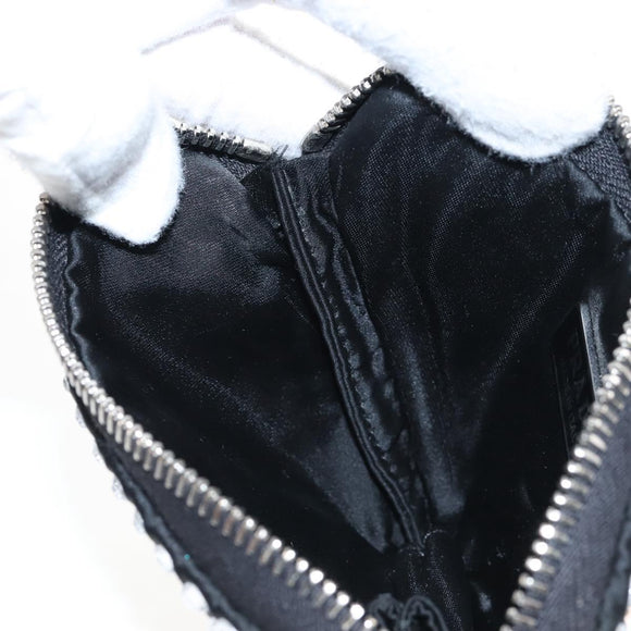 PRADA Triangle Chain Shoulder Pouch Satin Black Silver Auth 210184M