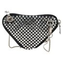 PRADA Triangle Chain Shoulder Pouch Satin Black Silver Auth 210184M-2