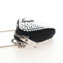 PRADA Triangle Chain Shoulder Pouch Satin Black Silver Auth 210184M-3