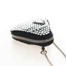 PRADA Triangle Chain Shoulder Pouch Satin Black Silver Auth 210184M-4