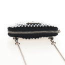PRADA Triangle Chain Shoulder Pouch Satin Black Silver Auth 210184M-6