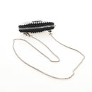 PRADA Triangle Chain Shoulder Pouch Satin Black Silver Auth 210184M-7