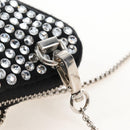 PRADA Triangle Chain Shoulder Pouch Satin Black Silver Auth 210184M-8
