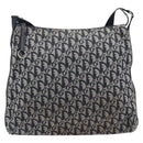 Christian Dior Trotter Canvas Oblique Shoulder Bag Navy Silver Auth 210185A-2