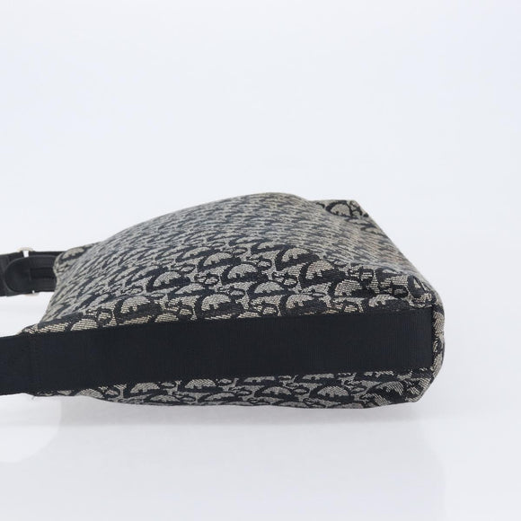 Christian Dior Trotter Canvas Oblique Shoulder Bag Navy Silver Auth 210185A