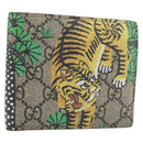 GUCCI GG Supreme Bengal Compact Wallet PVC Beige Auth 210186V-1