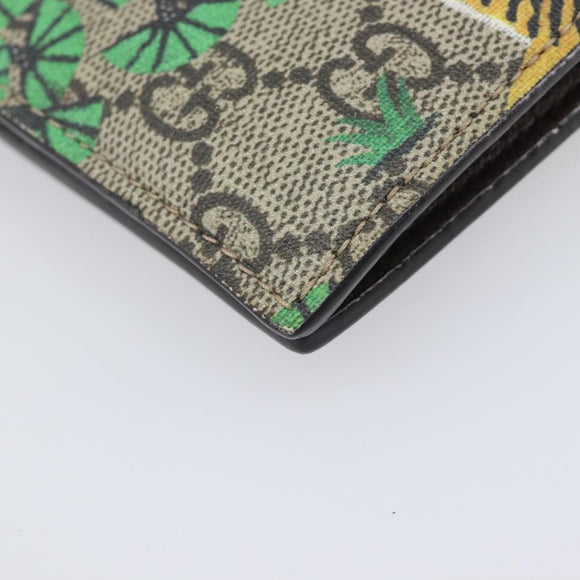 GUCCI GG Supreme Bengal Compact Wallet PVC Beige Auth 210186V