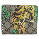 GUCCI GG Supreme Bengal Compact Wallet PVC Beige Auth 210186V-13