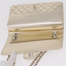 CHANEL Matelasse25 Chain Shoulder Bag Lamb Skin Mocha Gold CC Auth 210187SM-16