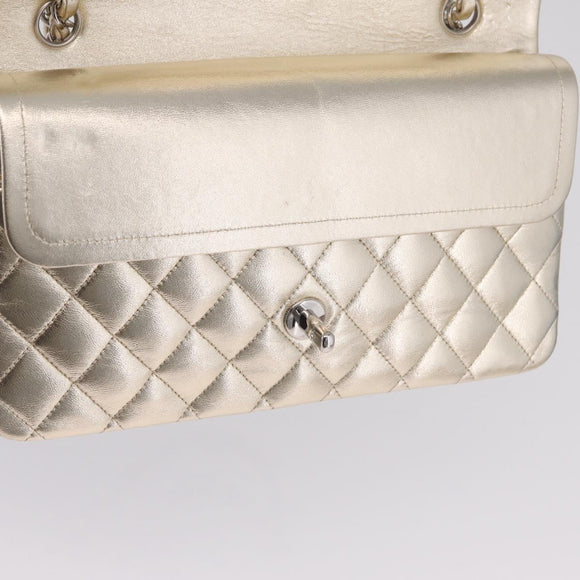 CHANEL Matelasse25 Chain Shoulder Bag Lamb Skin Mocha Gold CC Auth 210187SM