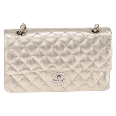 CHANEL Matelasse25 Chain Shoulder Bag Lamb Skin Mocha Gold CC Auth 210187SM - 0