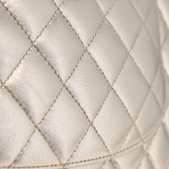 CHANEL Matelasse25 Chain Shoulder Bag Lamb Skin Mocha Gold CC Auth 210187SM