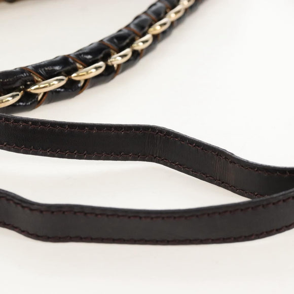 FENDI Zucca Canvas Mia Chain Shoulder Bag 2way Black Brown 8BR614 Auth 210188V
