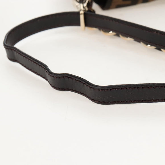 FENDI Zucca Canvas Mia Chain Shoulder Bag 2way Black Brown 8BR614 Auth 210188V