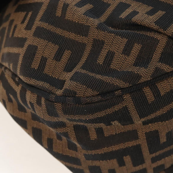 FENDI Zucca Canvas Mia Chain Shoulder Bag 2way Black Brown 8BR614 Auth 210188V