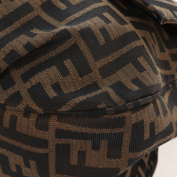 FENDI Zucca Canvas Mia Chain Shoulder Bag 2way Black Brown 8BR614 Auth 210188V