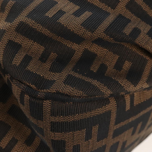FENDI Zucca Canvas Mia Chain Shoulder Bag 2way Black Brown 8BR614 Auth 210188V