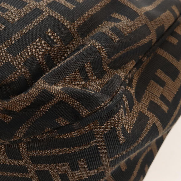 FENDI Zucca Canvas Mia Chain Shoulder Bag 2way Black Brown 8BR614 Auth 210188V