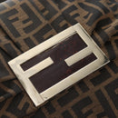 FENDI Zucca Canvas Mia Chain Shoulder Bag 2way Black Brown 8BR614 Auth 210188V-19