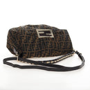 FENDI Zucca Canvas Mia Chain Shoulder Bag 2way Black Brown 8BR614 Auth 210188V-9