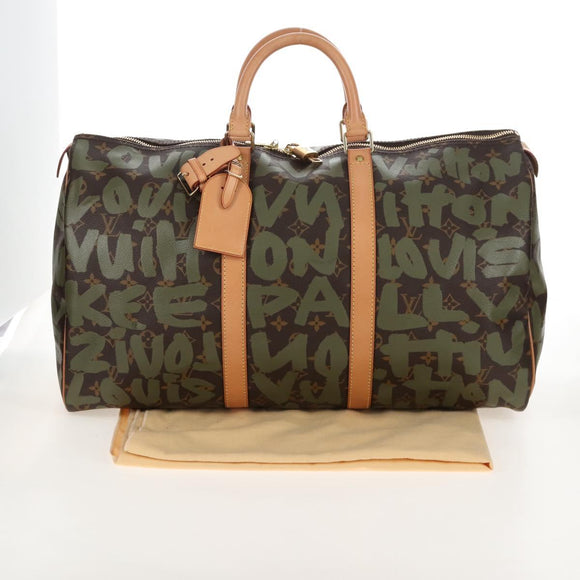 LOUIS VUITTON Monogram graffiti Keepall 50 Bag Khaki M92196 LV Auth 210193SAM