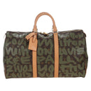 LOUIS VUITTON Monogram graffiti Keepall 50 Bag Khaki M92196 LV Auth 210193SAM-13