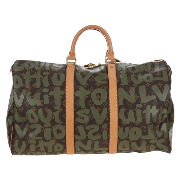 LOUIS VUITTON Monogram graffiti Keepall 50 Bag Khaki M92196 LV Auth 210193SAM