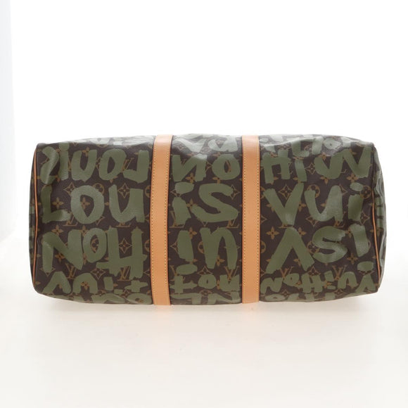 LOUIS VUITTON Monogram graffiti Keepall 50 Bag Khaki M92196 LV Auth 210193SAM