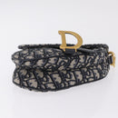 Christian Dior Trotter Canvas Saddle Shoulder Bag Navy Gold Auth 210196M-11