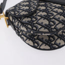 Christian Dior Trotter Canvas Saddle Shoulder Bag Navy Gold Auth 210196M-12