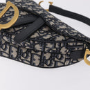 Christian Dior Trotter Canvas Saddle Shoulder Bag Navy Gold Auth 210196M-13