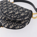 Christian Dior Trotter Canvas Saddle Shoulder Bag Navy Gold Auth 210196M-15