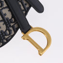 Christian Dior Trotter Canvas Saddle Shoulder Bag Navy Gold Auth 210196M-16