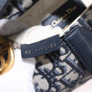 Christian Dior Trotter Canvas Saddle Shoulder Bag Navy Gold Auth 210196M-23