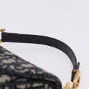 Christian Dior Trotter Canvas Saddle Shoulder Bag Navy Gold Auth 210196M-8